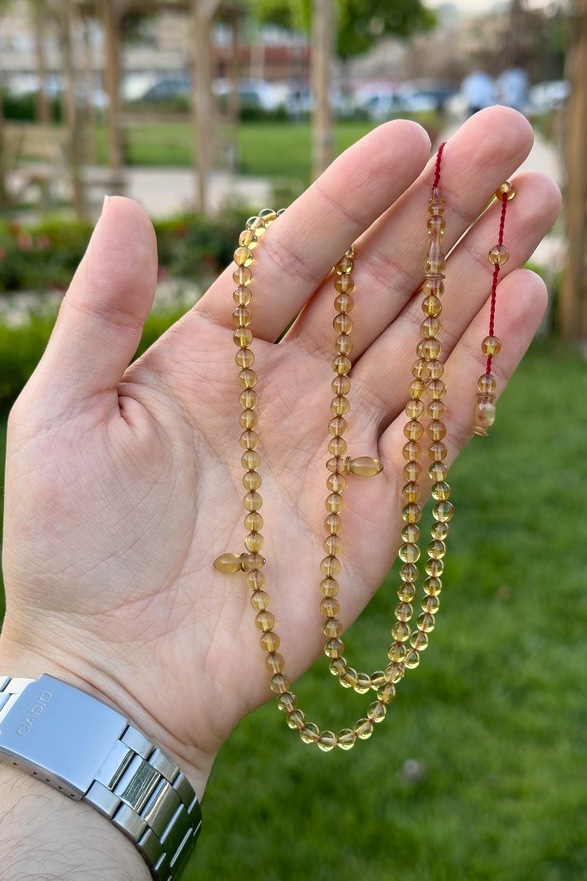 Usta Ellerden Küçük Boy 99luk Gri Renk Ateş Kehribar Tesbih