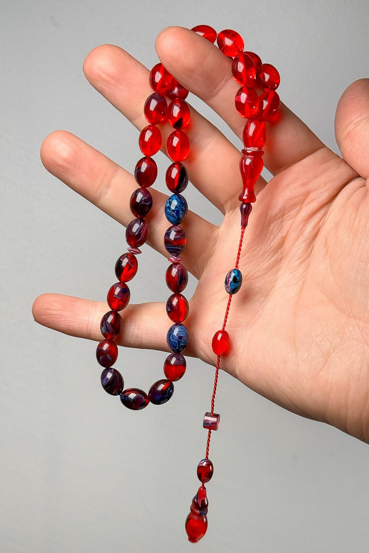 Kırmızı Sistem Püsküllü Ateş Kehribar Tesbih