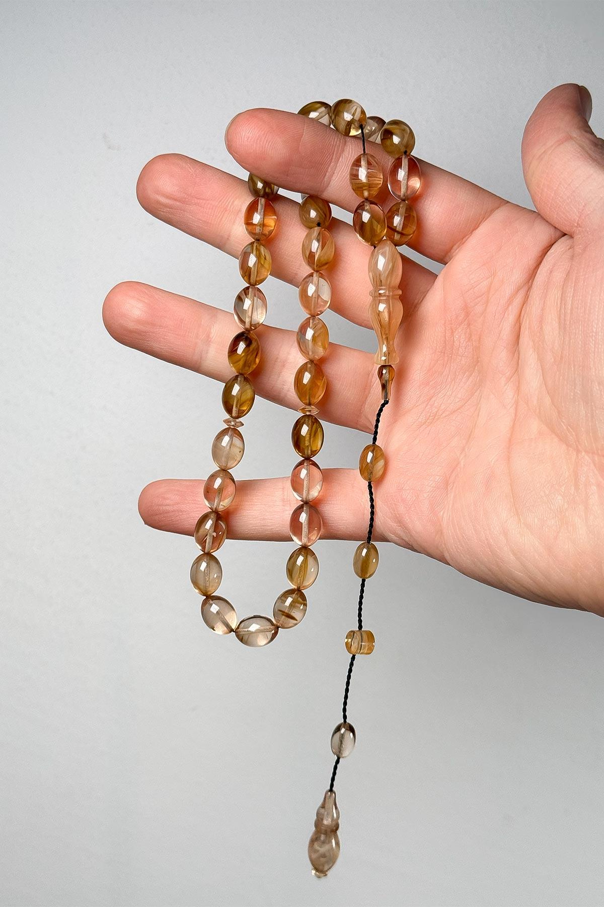 Usta Ellerden Sistem Püsküllü Ateş Kehribar Tesbih