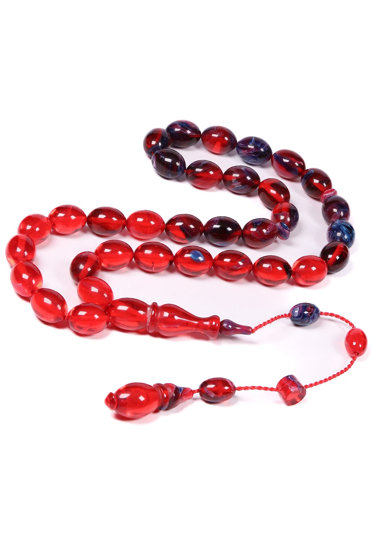 Kırmızı Sistem Püsküllü Ateş Kehribar Tesbih