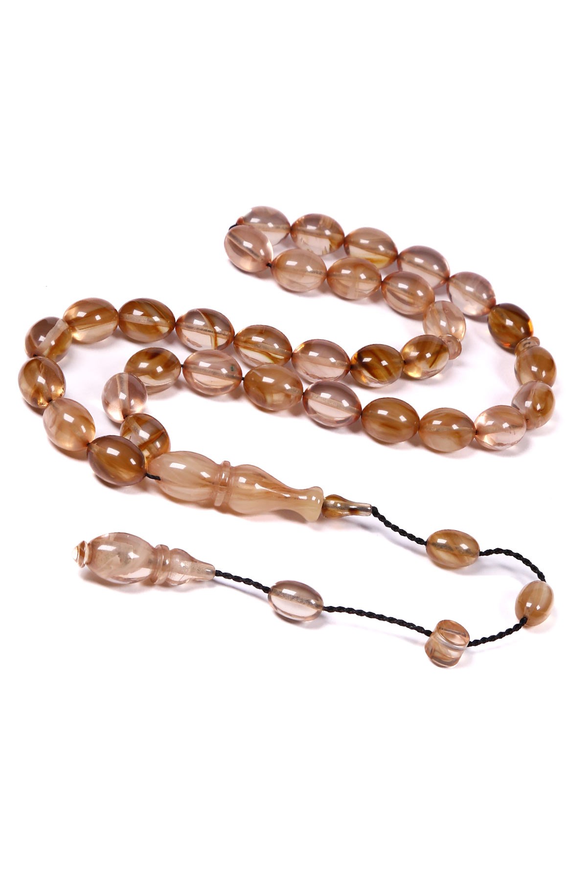 Usta Ellerden Sistem Püsküllü Ateş Kehribar Tesbih