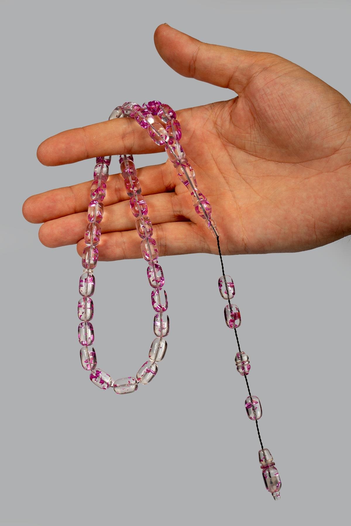 Usta İşçilik Kapsül Tane Mor Parçacıklı Uçak Camı Tesbih