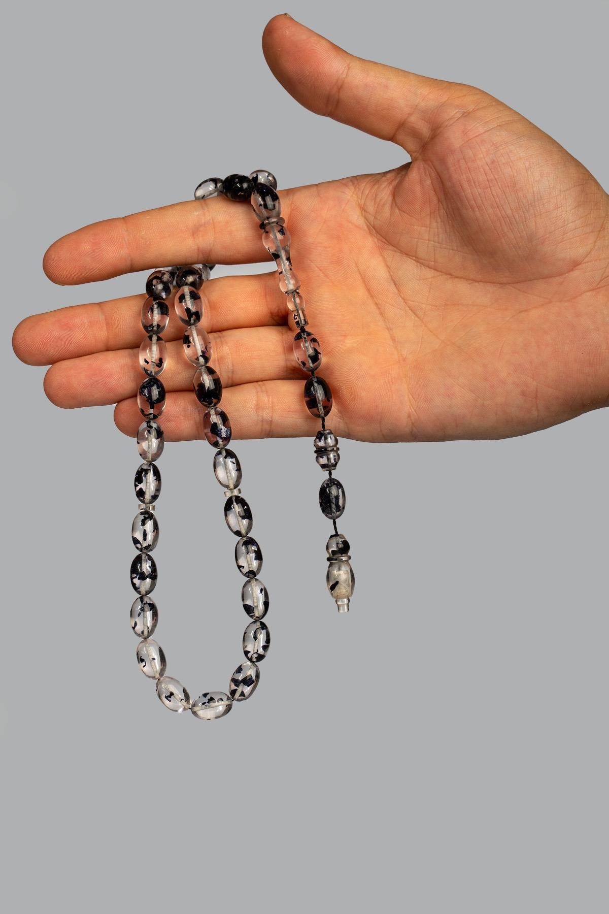 Usta İşçilik Siyah Parçacıklı Uçak Camı Tesbih