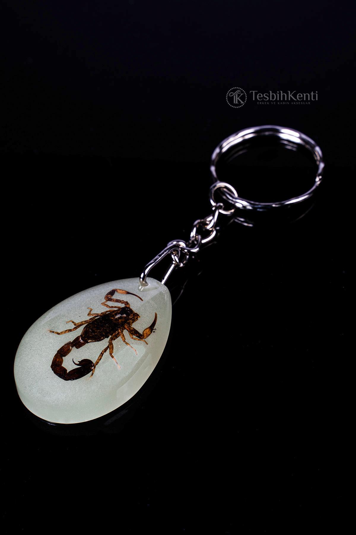 Yeşil Renk Akrep Fosilli Anahtarlık Model 3