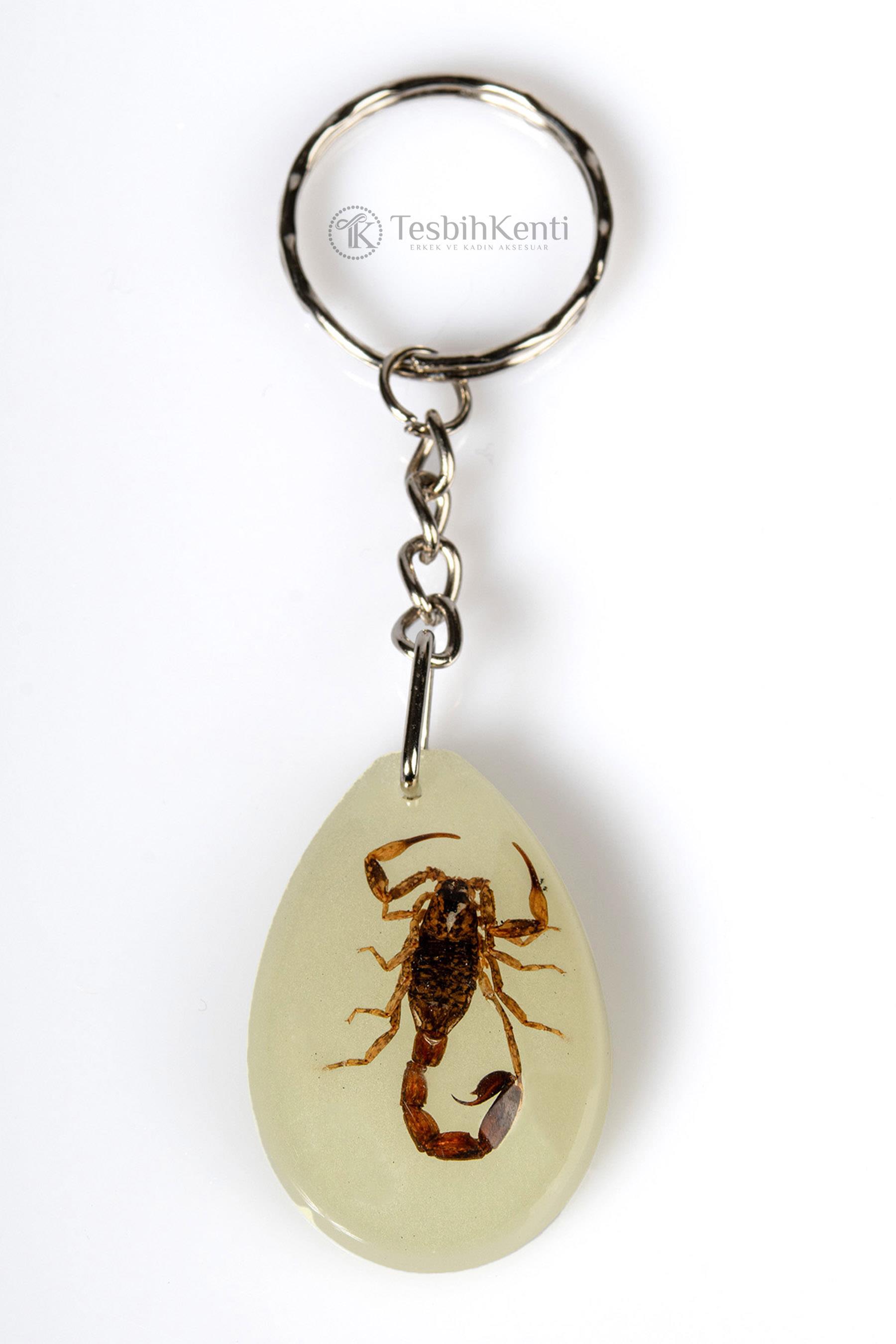 Yeşil Renk Akrep Fosilli Anahtarlık Model 3