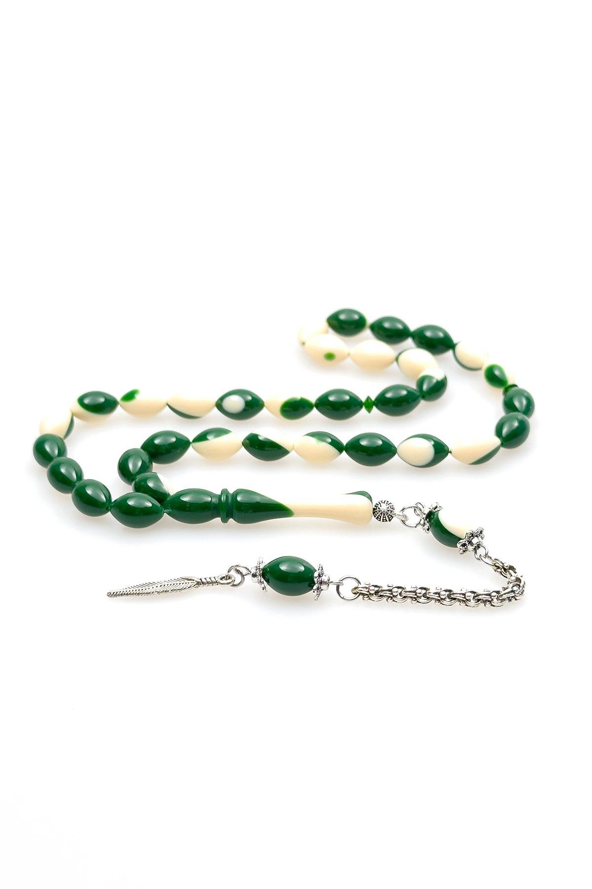 Yeşil Renk Bilardo Model Güzel Çekimli Toz Kehribar Tesbih