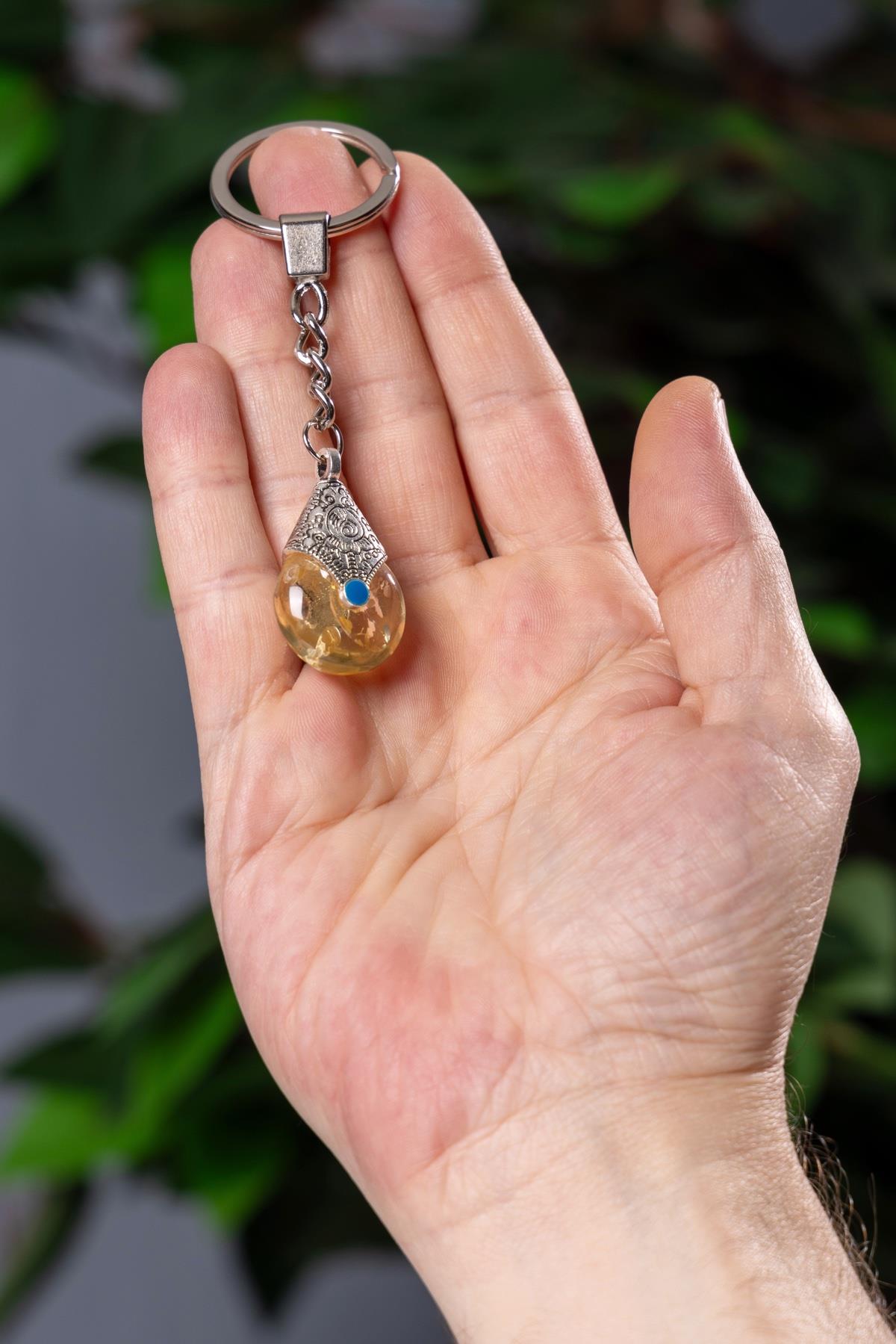 Yuvarlak Şeffaf Sarı Renk Anahtarlık