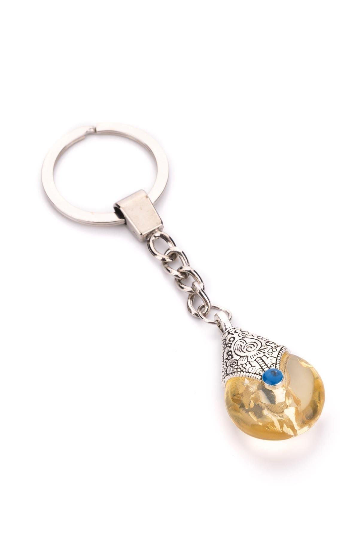 Yuvarlak Şeffaf Sarı Renk Anahtarlık