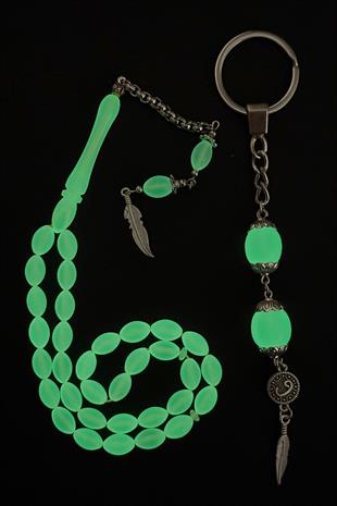 33lü Kedi Gözü Tesbih ve Kedi Gözü Anahtarlık Seti