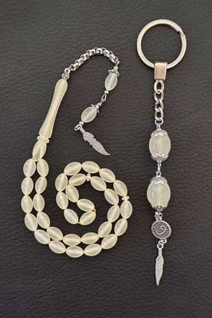 33lü Kedi Gözü Tesbih ve Kedi Gözü Anahtarlık Seti