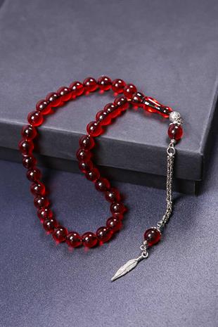 8 MM Küre Kırmızı Ateş Kehribar Tesbih