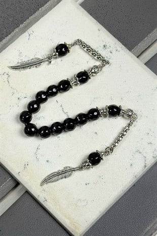 8 MM Siyah Taşlı Zaza Tesbih - TesbihKenti