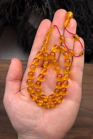 9/8 MM Usta İşçilik İpeksi Çekim Ateş Kehribar Tesbih