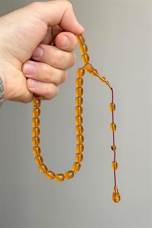 9/8 MM Usta İşçilik İpeksi Çekim Ateş Kehribar Tesbih