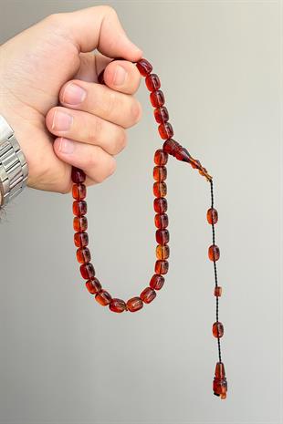 9/8 MM Usta İşçilik Kızıl Renk Ateş Kehribar Tesbih