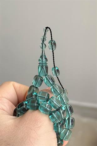 9/8 MM Usta İşçilik Su Yeşili Ateş Kehribar Tesbih