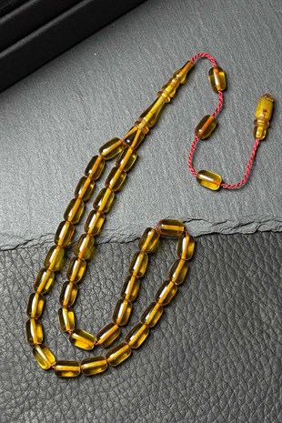Akıcı Çekim Gold Sarı Ateş Kehribar Tesbih | Tesbih Kenti