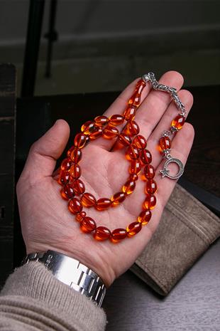 Arpa Tane Güzel Çekimli Fırınlanmış Ateş Kehribar Tesbih