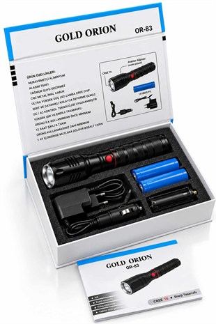 Gold Orion OR-83 Şarjlı ve Pilli LED El Feneri | TesbihKenti