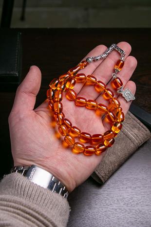 Güzel Çekimli Fırınlanmış Ateş Kehribar Tesbih