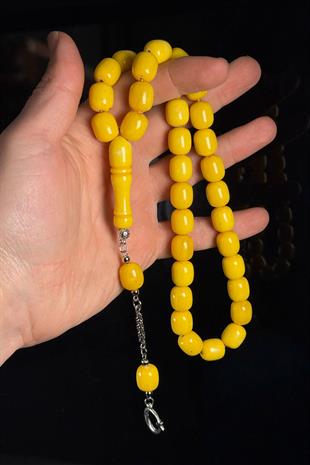İri Boy Sarı Epoksi Malzeme Toz Tesbih - TesbihKenti