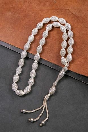 İri Taneli 925 Ayar 33lük Saf Gümüş Tesbih