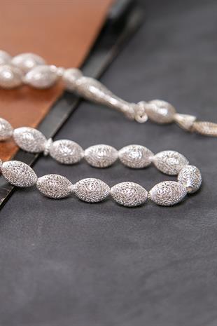 İri Taneli 925 Ayar 33lük Saf Gümüş Tesbih