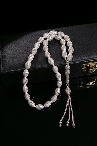 İri Taneli 925 Ayar 33lük Saf Gümüş Tesbih