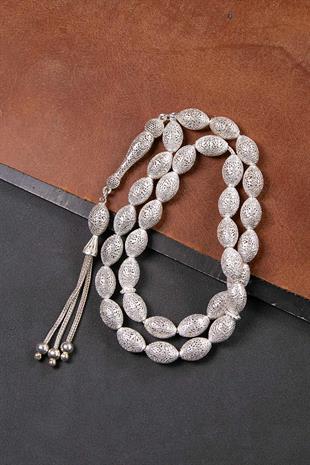 İri Taneli 925 Ayar 33lük Saf Gümüş Tesbih