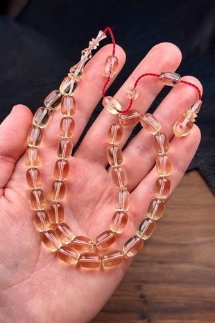 Kadifemsi Çekimiyle Usta İşçilik Şeffaf Ateş Kehribar Tesbih