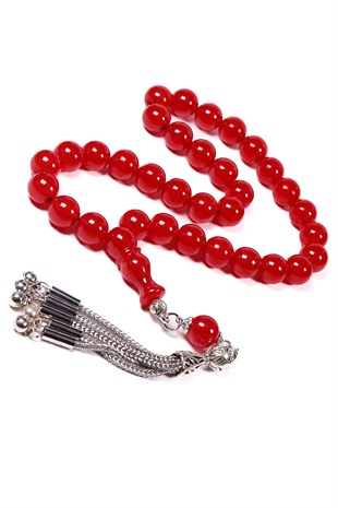 Küre Bordo Zar Renk Sıkma Kehribar Tesbih | Tesbih Kenti