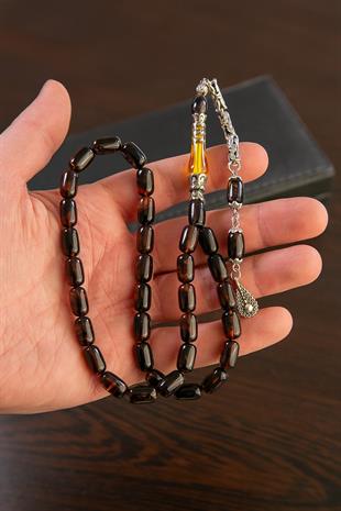 Nakkaş İmameli Alacalı Kırmızı Ateş Kehribar Tesbih