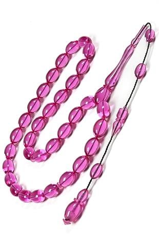 Özel İşçilik Pembe Ateş Kehribar Tesbih | Tesbih Kenti