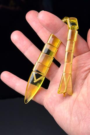 Şeffaf Sarı Usta İşçilik Balık Tesbih - TesbihKenti