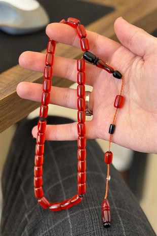 Şükrü Baba İmzalı Kapsül Zar Kehribar Tesbih