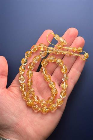 Usta İşçilikli Altın Varaklı Uçak Camı Tesbih