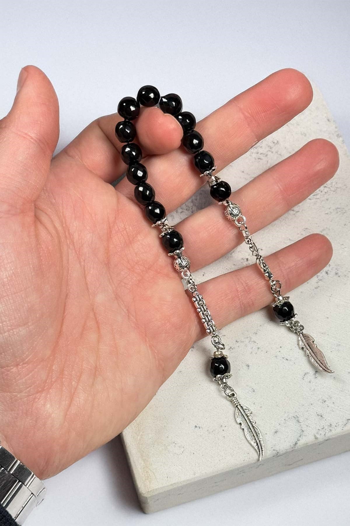 8 MM Siyah Taşlı Zaza Tesbih - TesbihKenti