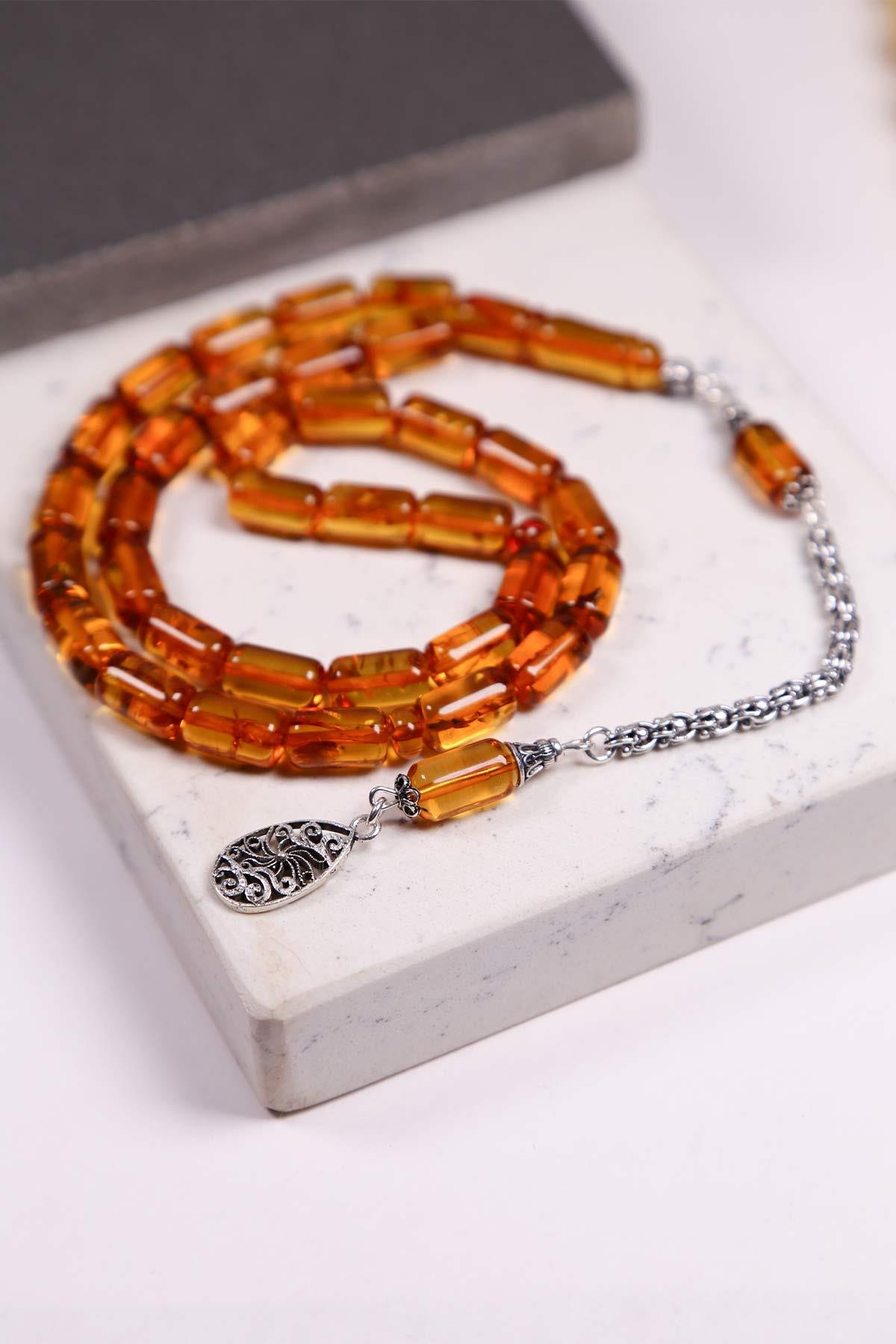 925 Gümüş Püsküllü Litvanya Damla Kehribar - TesbihKenti