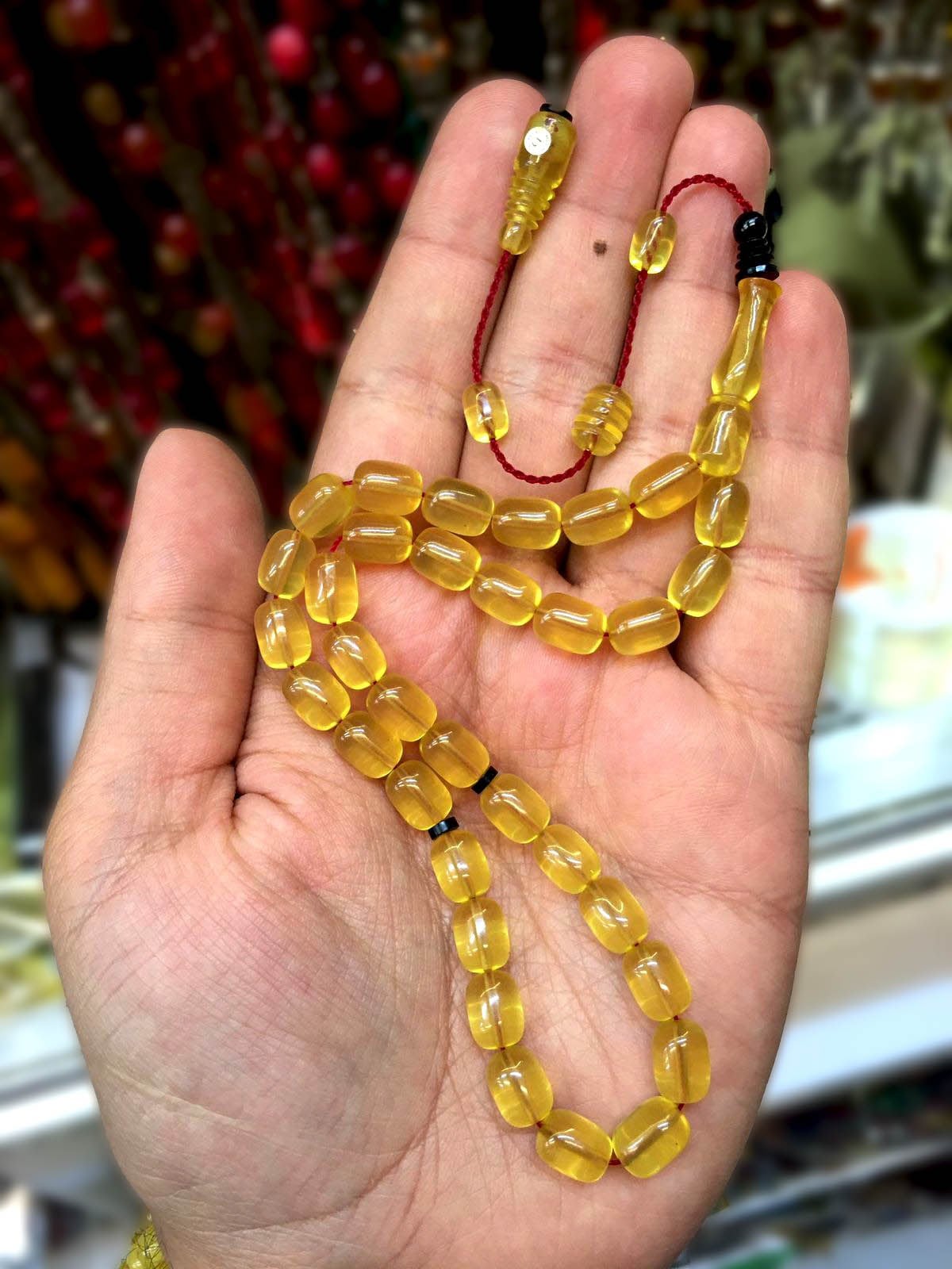 Açık Limon Sarı Kapsül Tane Zar Kehribar Tesbih