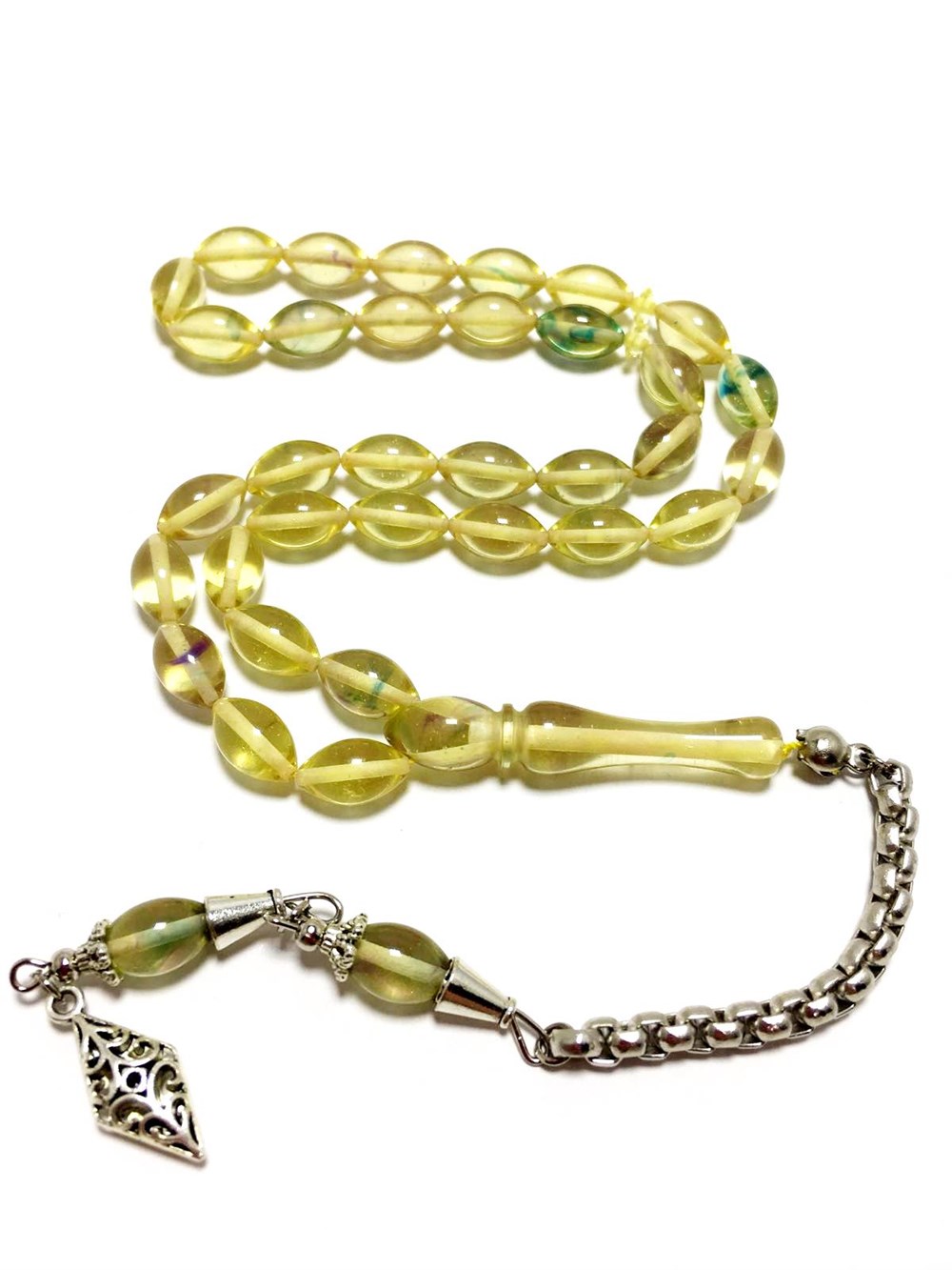 Açık Yeşil Toz Kehribar Tesbih 