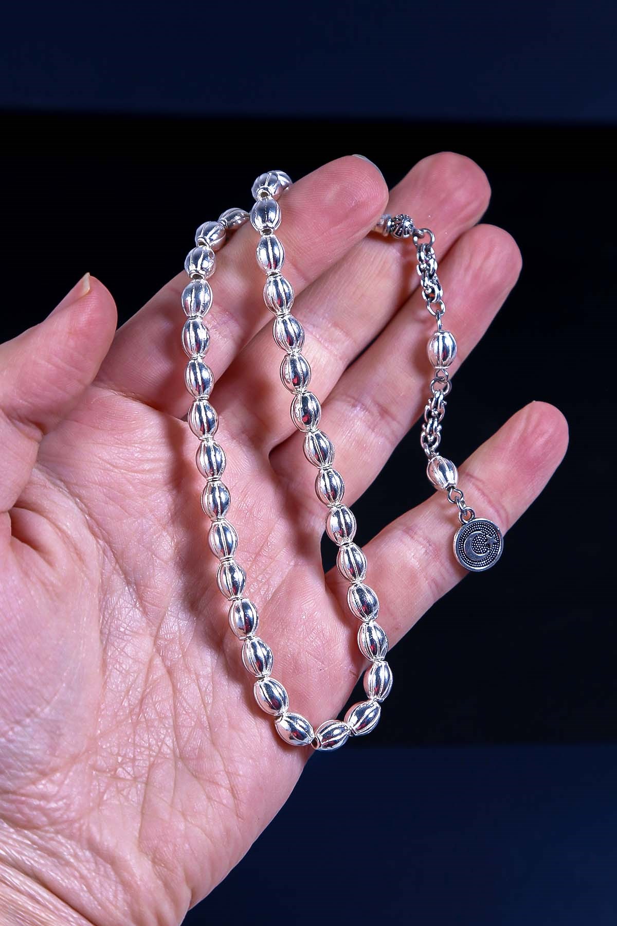 Arpa Tane Karpuz Dilim Gümüş Benzetmesi Metal Tesbih