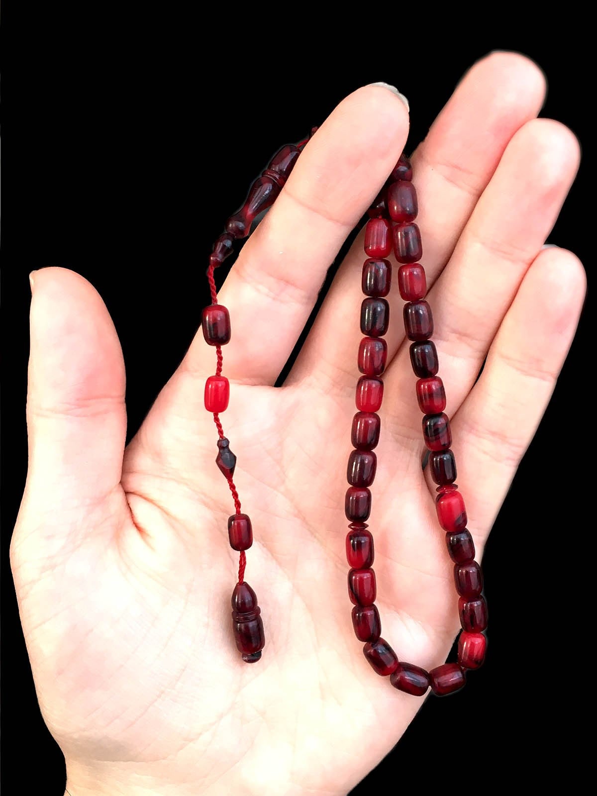 Bilek Boy Sıkma Kehribar Alacalı Bordo Renk