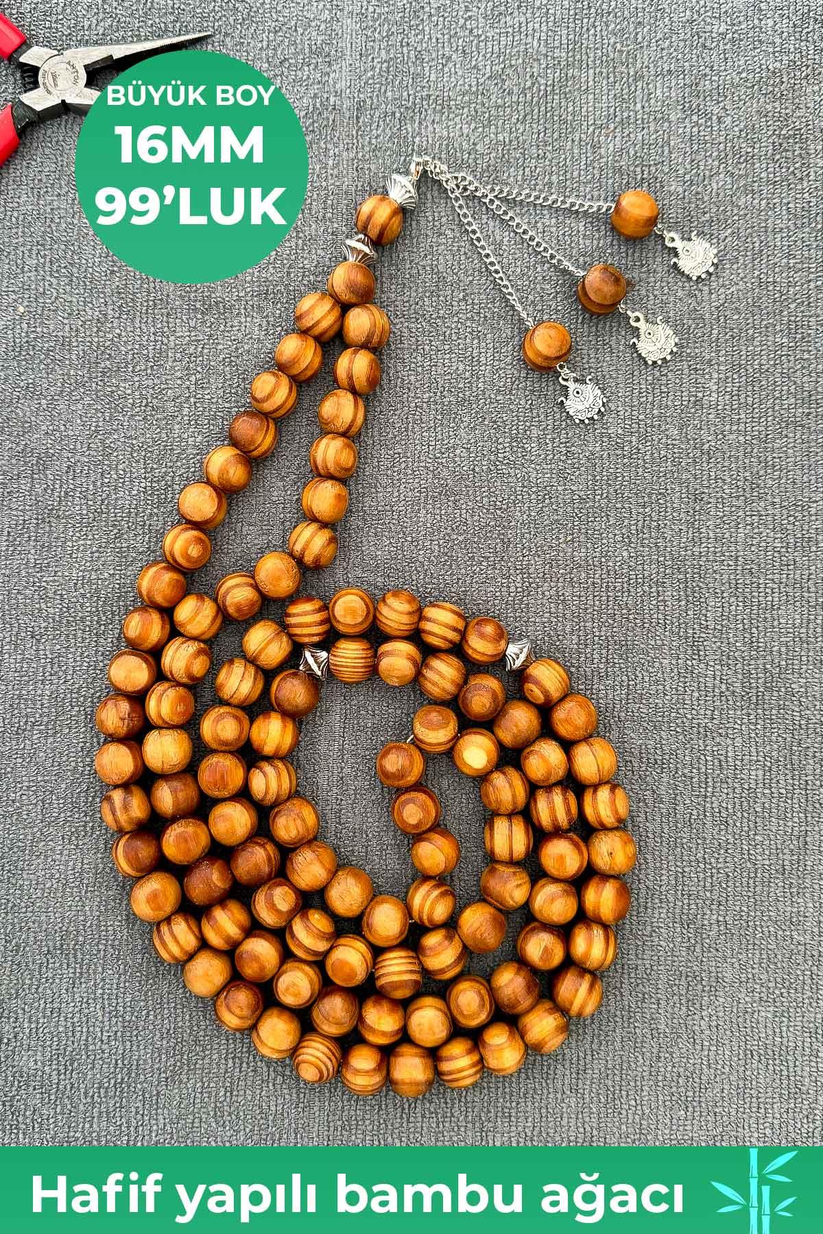 Büyük Boy 99'luk 16 MM Dekoratif Amaçlı Bambu Ağacı Tesbih