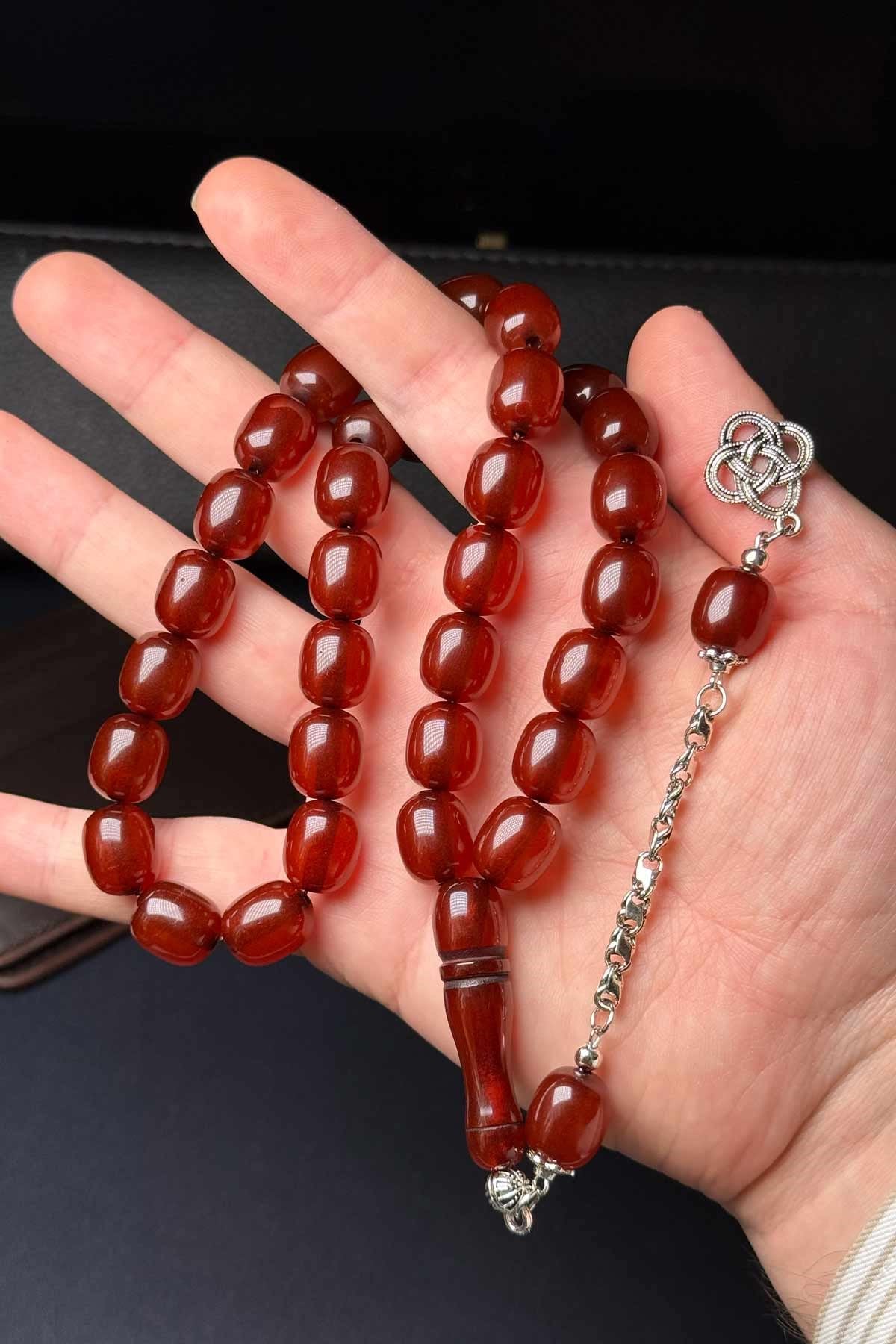Büyük Boy Bal Rengi Uçak Camı Tesbih - TesbihKenti