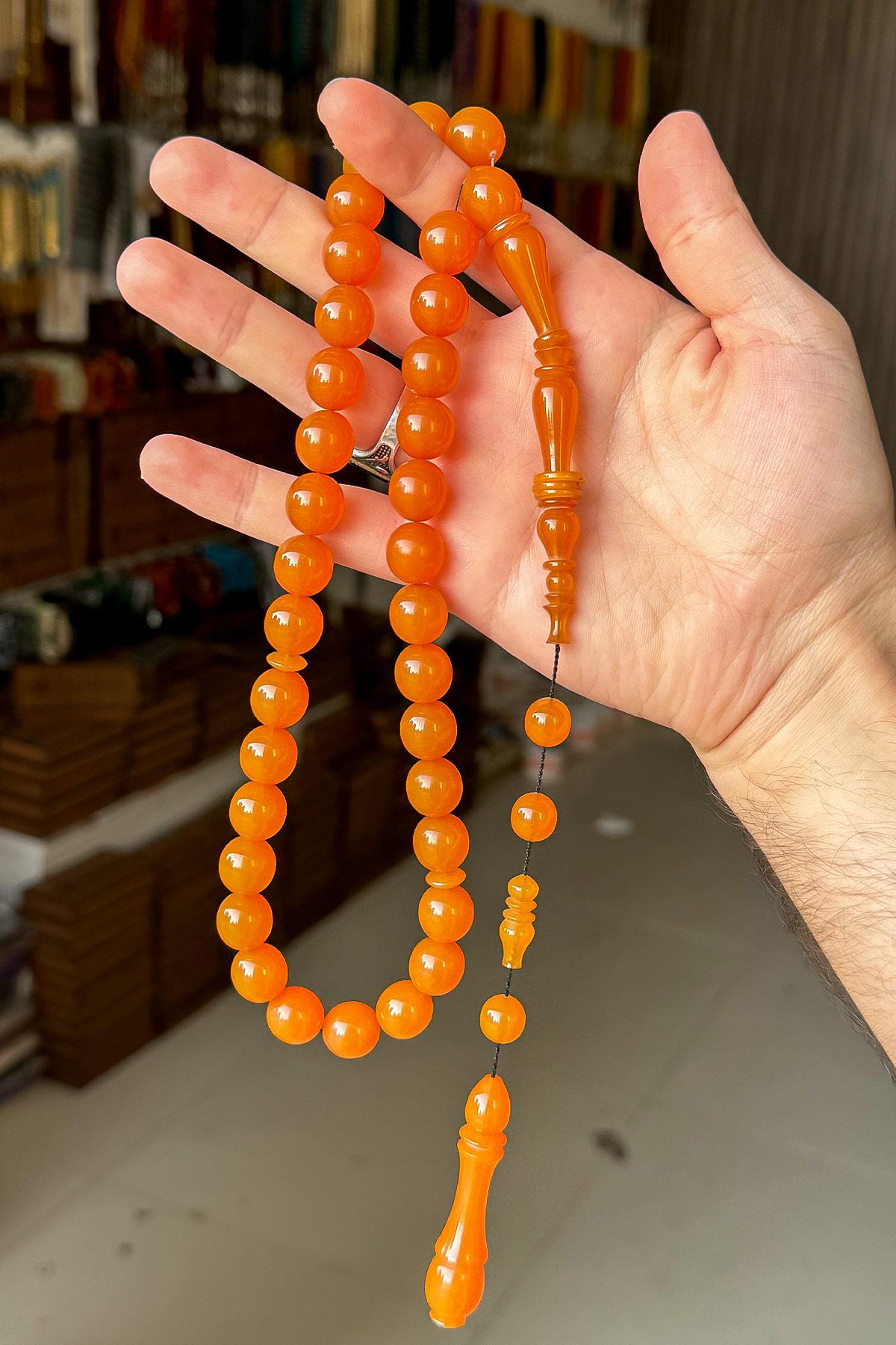 Büyük Boy Harika İşçilik Örneği Sıkma Kehribar Tesbih