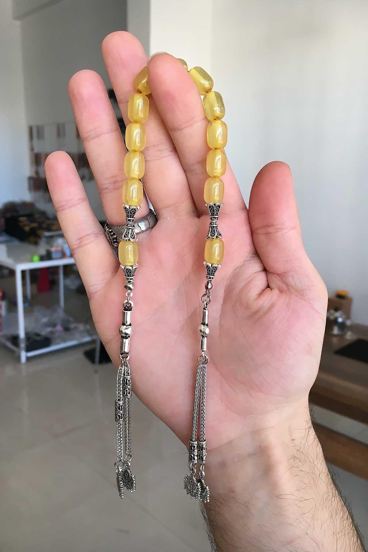 Çift Püsküllü Limon Sarısı Zaza Tesbih