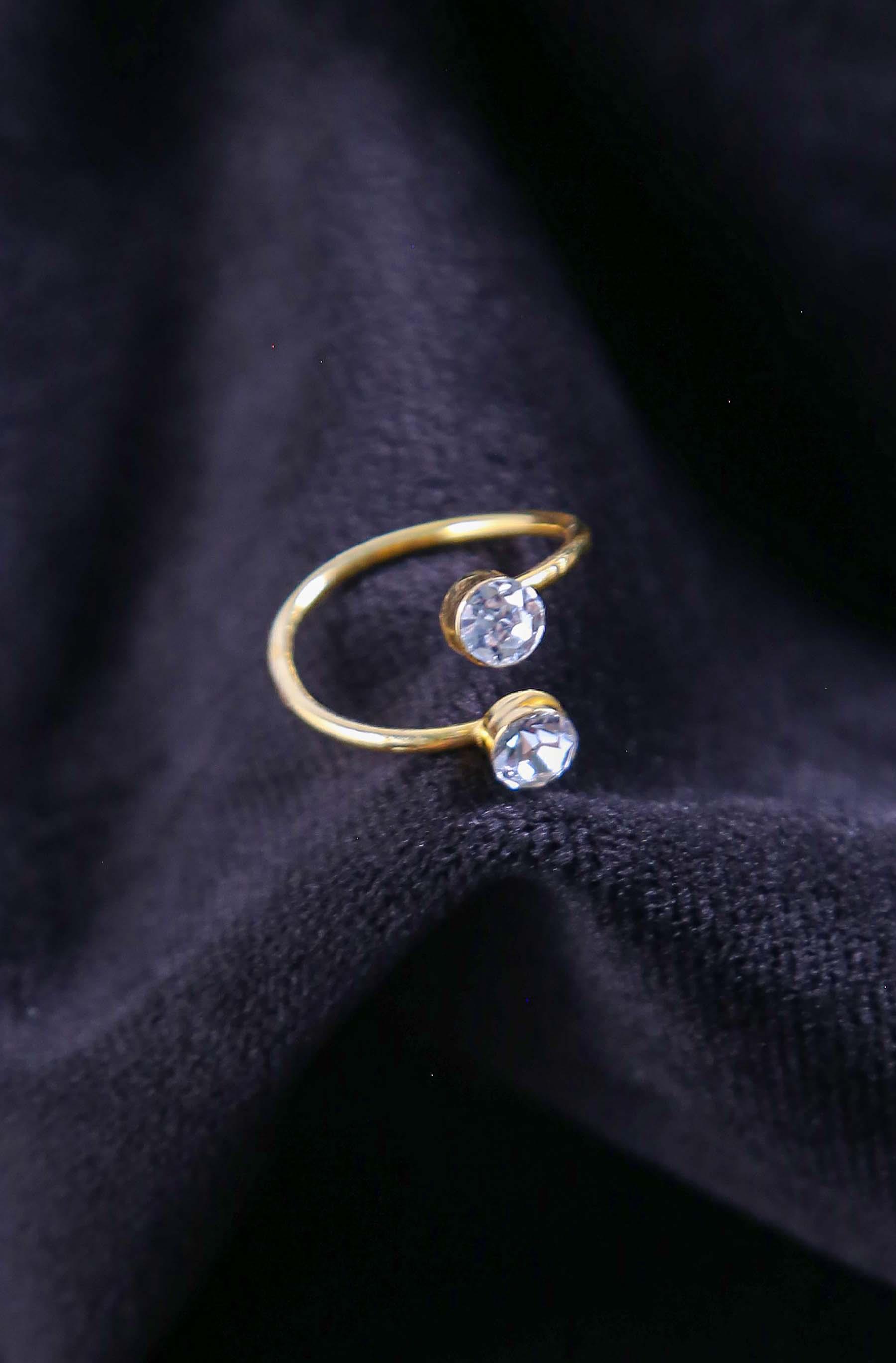 Çift Tektaşlı Ayarlanabilir Metal Kadın Yüzük