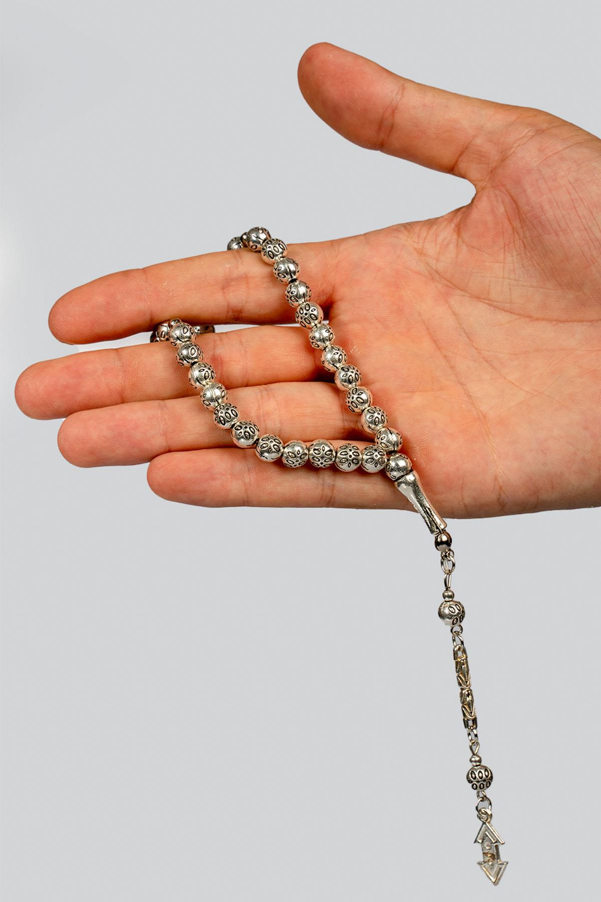 Gümüş Görünümlü Küre Otantik Model Metal Tesbih