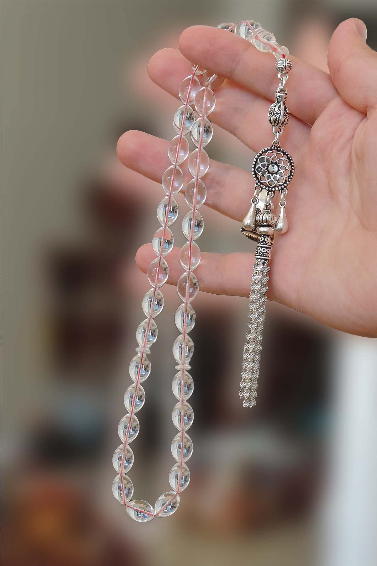 Gümüş Kaplama Püsküllü Usta İşçilik Uçak Cami Tesbih