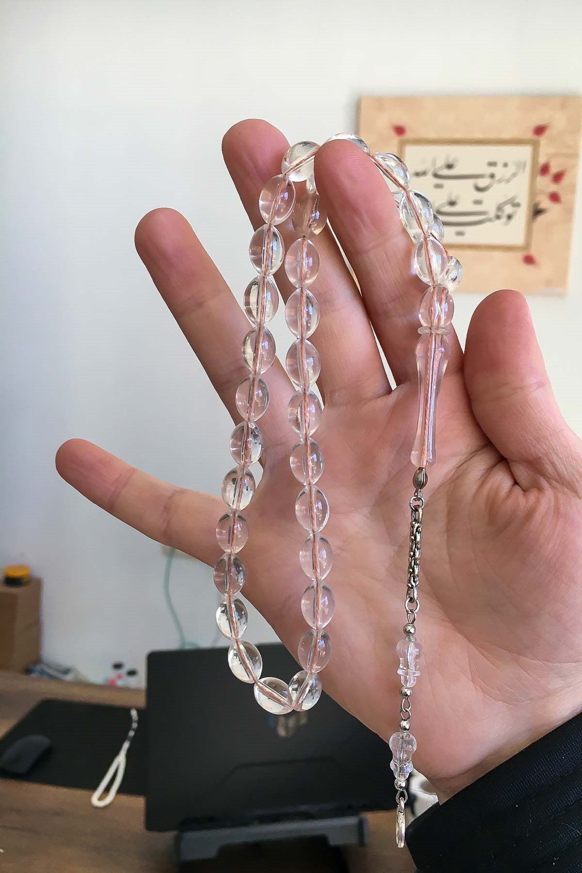 Güzel Çekimli Şeffaf Renk Erkek İçin Tesbih